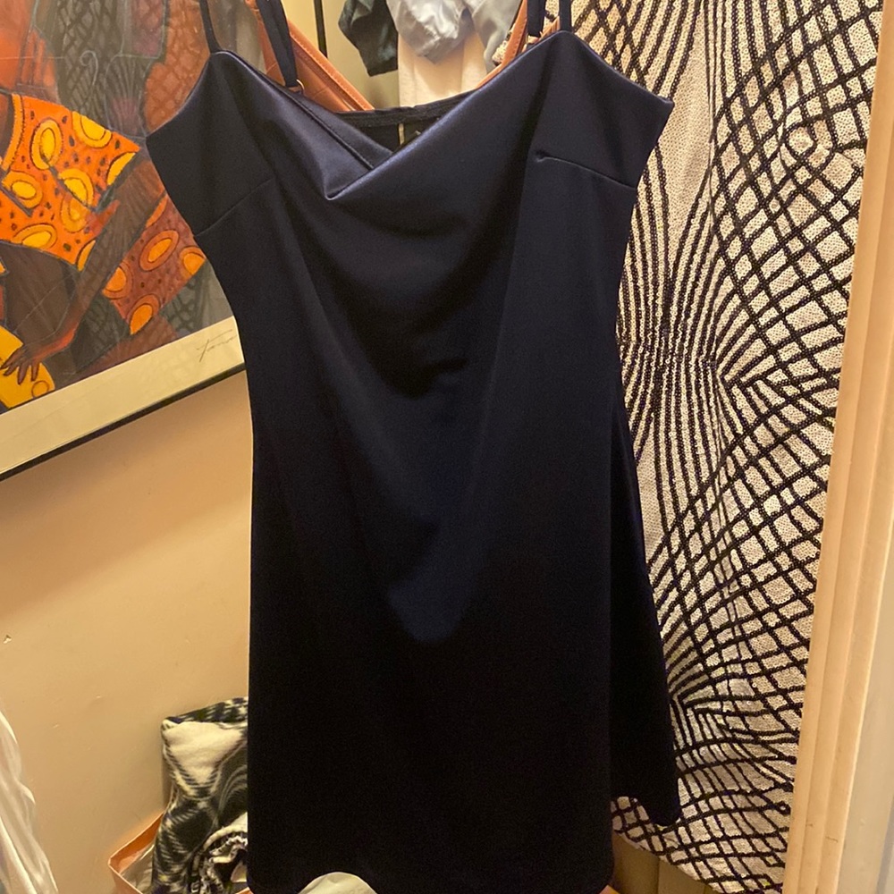 Navy satin homecoming dress